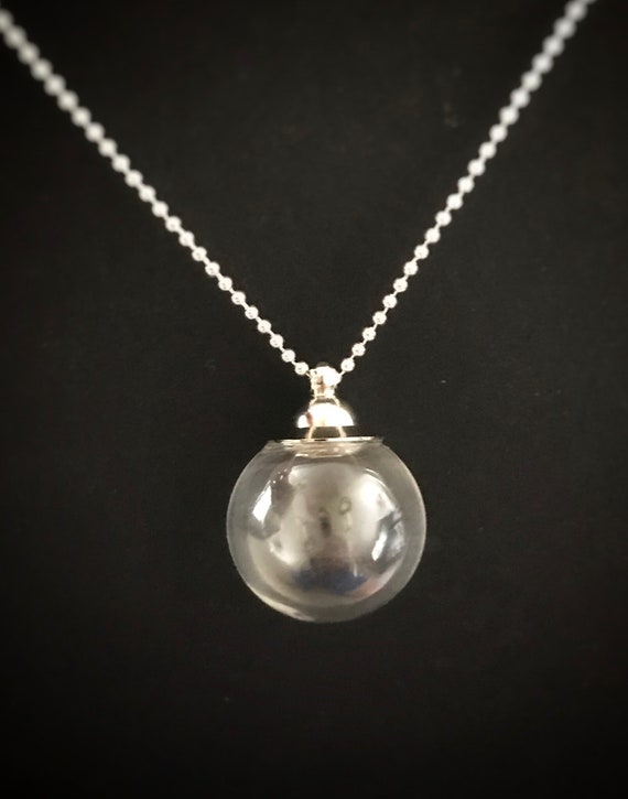 Screw Top Clear Glass Globe Necklace Locket and Chain DIY Etsy