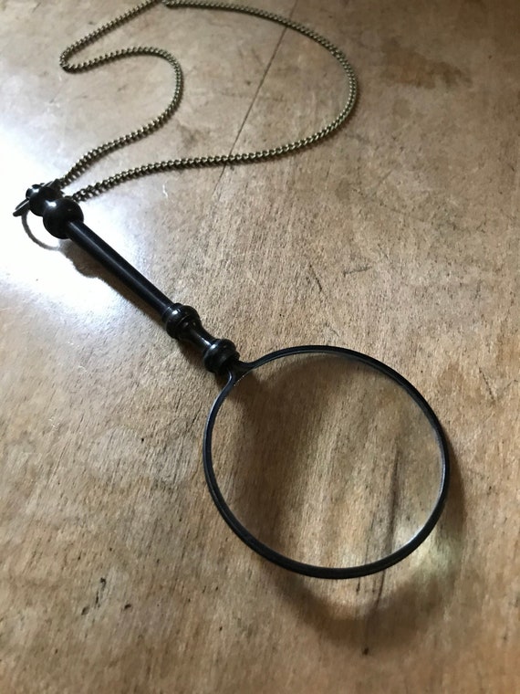 Antique Bronze Monocle Magnifying Glass Necklace Brass/bronze