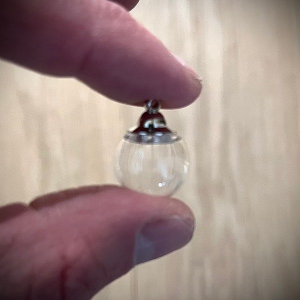 Screw Top Clear Glass Globe Charm - Locket - DIY Silver Threaded Pendant Base - Terrarium Apothecary -Jewelry Supplies