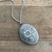 Antique Silver Picture Locket Necklace Pendant - Vintage Style Engraved Floral ----Includes Ball Chain