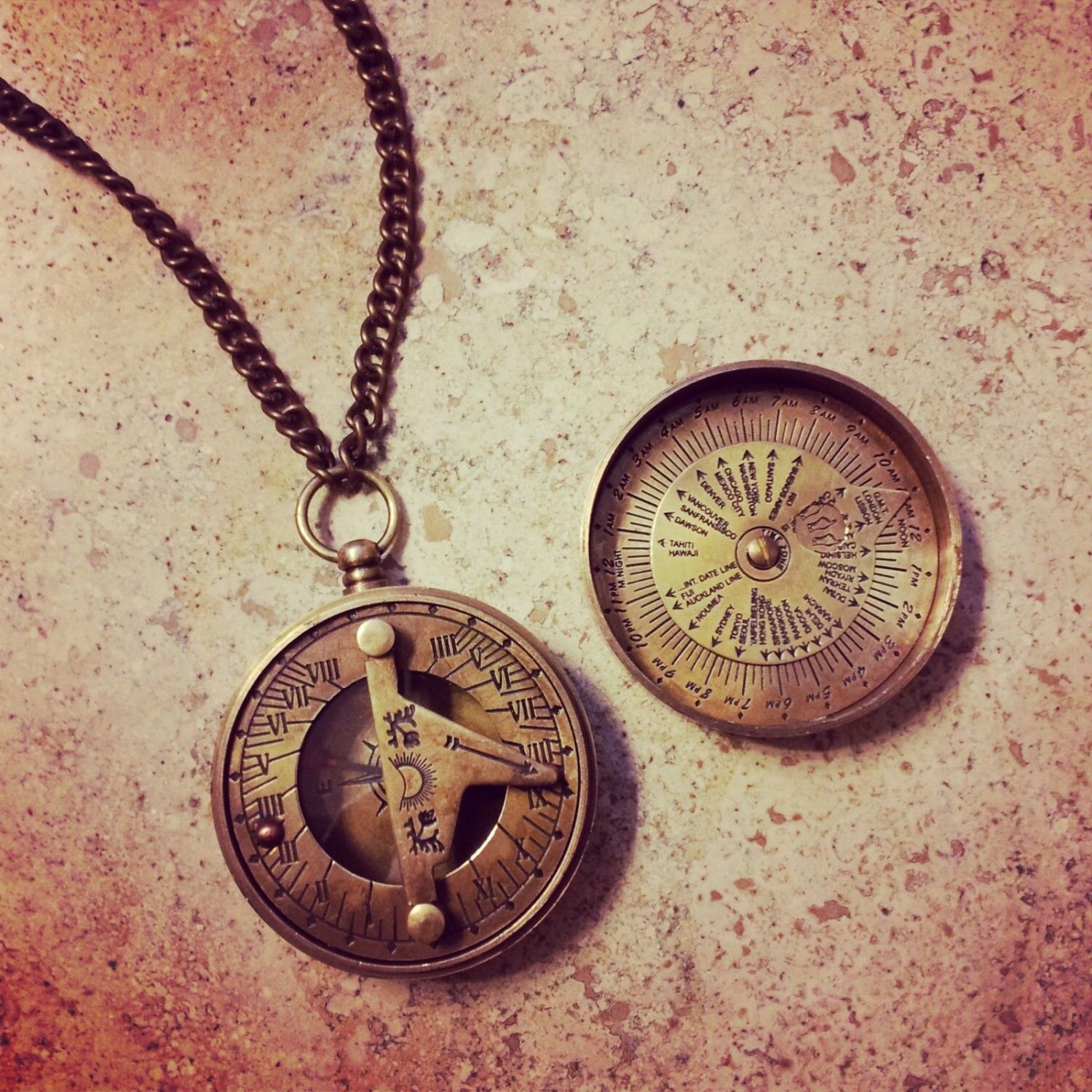 Sundial / Compass / Perpetual Calendar Necklace 3 pc Vintage Etsy