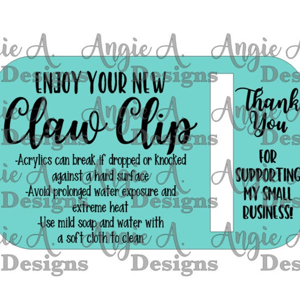 Claw Clip Care Card - SMALL (DIGITAL FILE)