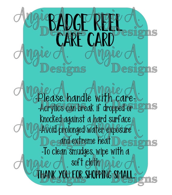 Badge Reel Care Card SVG with and Without Hole 