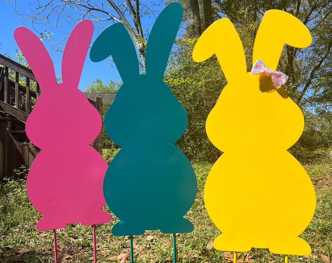 Easter Bunny Yard Stake metal Large Outdoor Easter Decoration Etsy