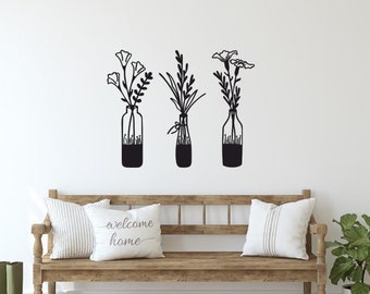 Farmhouse Floral Metal Art Trio