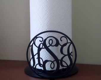 Metal Paper Towel Holder with Monogram, Personalized Home Decor, Christmas Gift, Gift for Her, Gift for Couple, Housewarming Gift