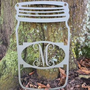 Mason Jar Single Letter Metal Monogram Wall/Door HangerPersonalized Home Decor