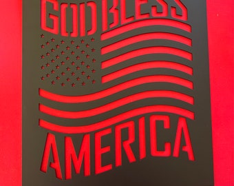 God Bless America Metal Garden Flag, Personalized Gift, Gift for Couple, Gift for Her, Patriotic, USA