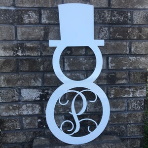 Metal Monogram Snowman Tree, Christmas Decor, Christmas Gift, Personalized Home Decor