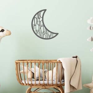 Moon Metal Wall Art for Nursery, Typography, Minimalist Nursery