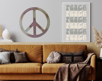 Patina Peace: Metal Peace Sign Wall Art
