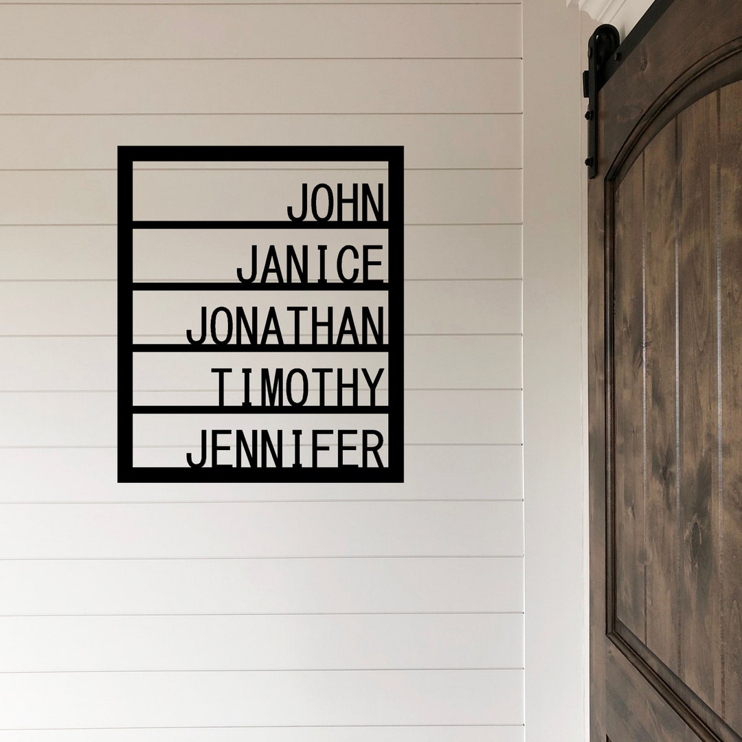 Personalized Metal Family Name Sign // Metal Stacked Name Wall Art ...
