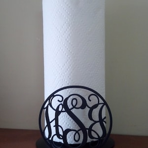 Suporte de toalha de papel de metal com monograma, decoração de casa personalizada, presente de natal, presente para ela, presente para casal, presente de inauguração