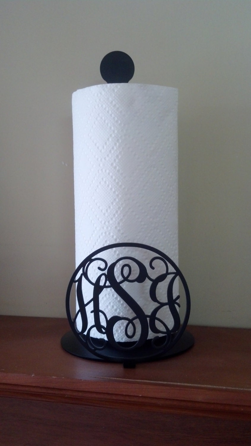 Metal Paper Towel Holder With Monogram Personalized Home Etsy