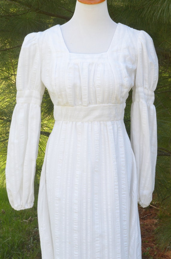 Vintage 70s Peasant Prairie Dress Wedding Boho Hi… - image 2