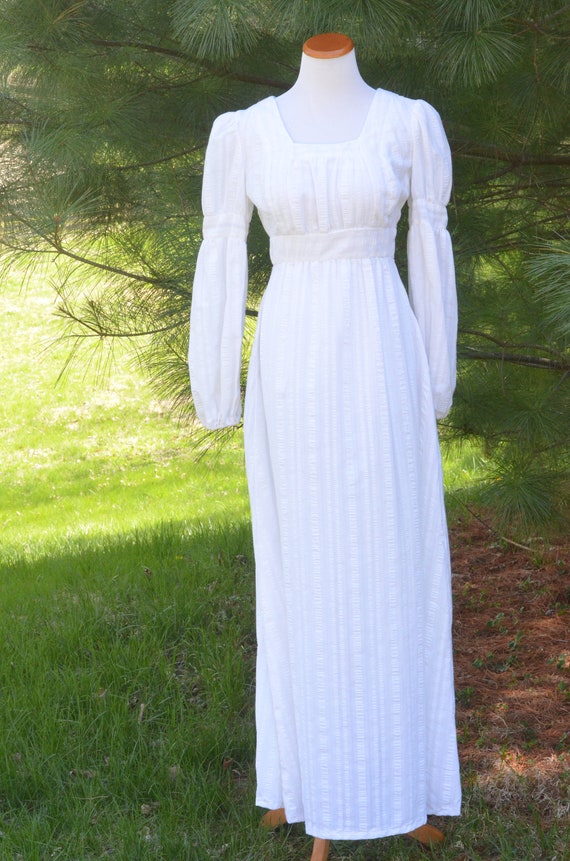 Vintage 70s Peasant Prairie Dress Wedding Boho Hi… - image 3