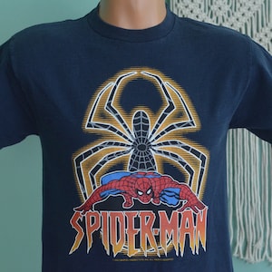 cyber y2k Spiderman Venom Tribal Reflective stretch graphic t-shirt mens  small