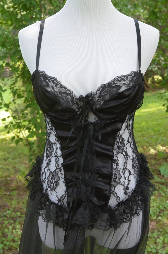 Vintage 80s Frederick's of Hollywood Black Corset 