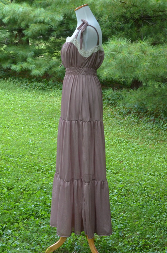 Vintage 70s Nightgown Prairie Boho Tiered Romanti… - image 5
