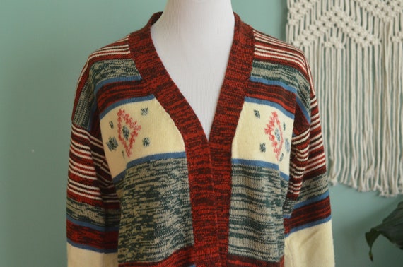 Vintage 70s Space Dye Cardigan Sweater Small Acry… - image 1