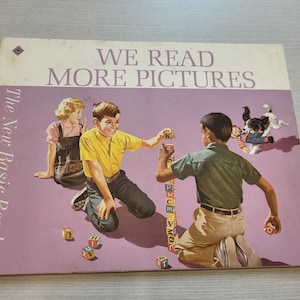 "Vintage 60er Jahre Neue Basic Reader ""Wir lesen mehr Bilder"" Lernvorleser Sprache / Vokabeln."