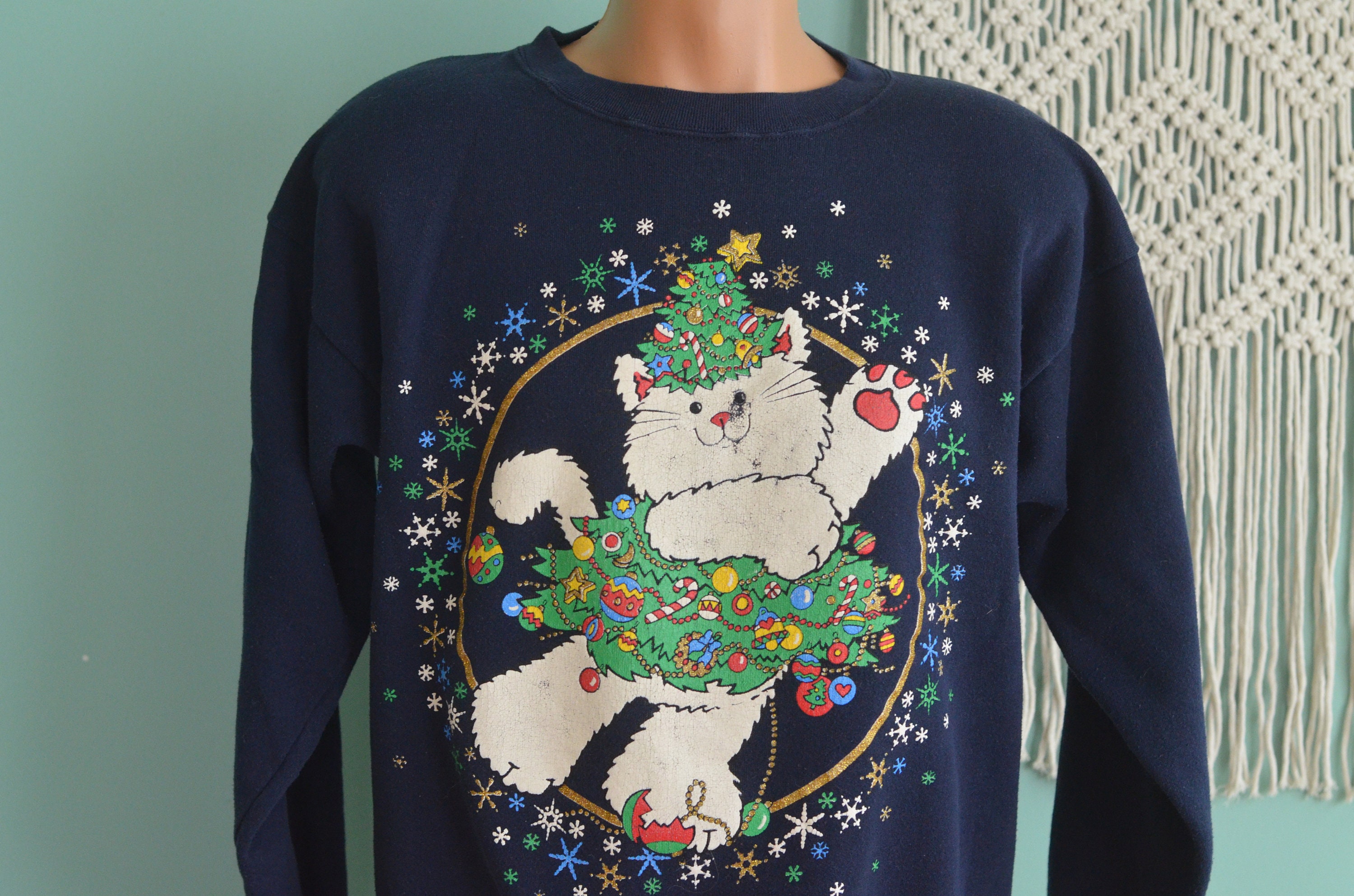 Vintage 80s Kitty Lover Cat Lady Tacky Ugly Christmas Sweater - The Ugly  Sweater Shop