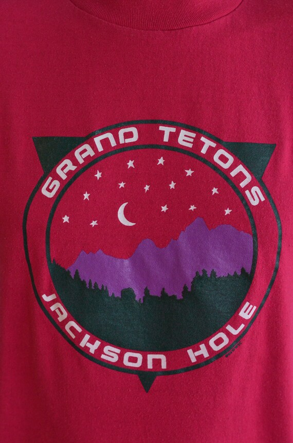 Vintage 80s T-Shirt Grand Tetons Jackson Hole Wyo… - image 3