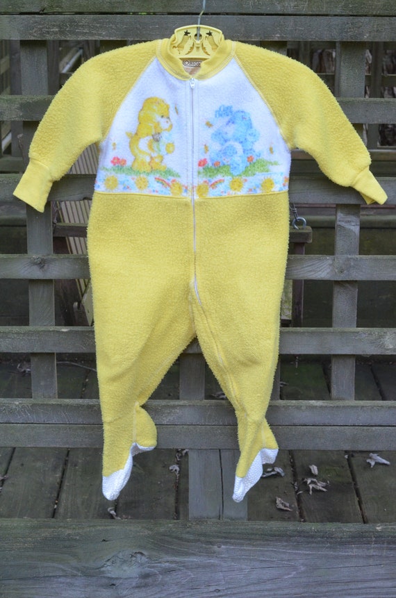 Vintage 80s Care Bears Footed Pajamas 1T Funshine Bear Grumpy Bear Yellow Pjs Etsy Canada