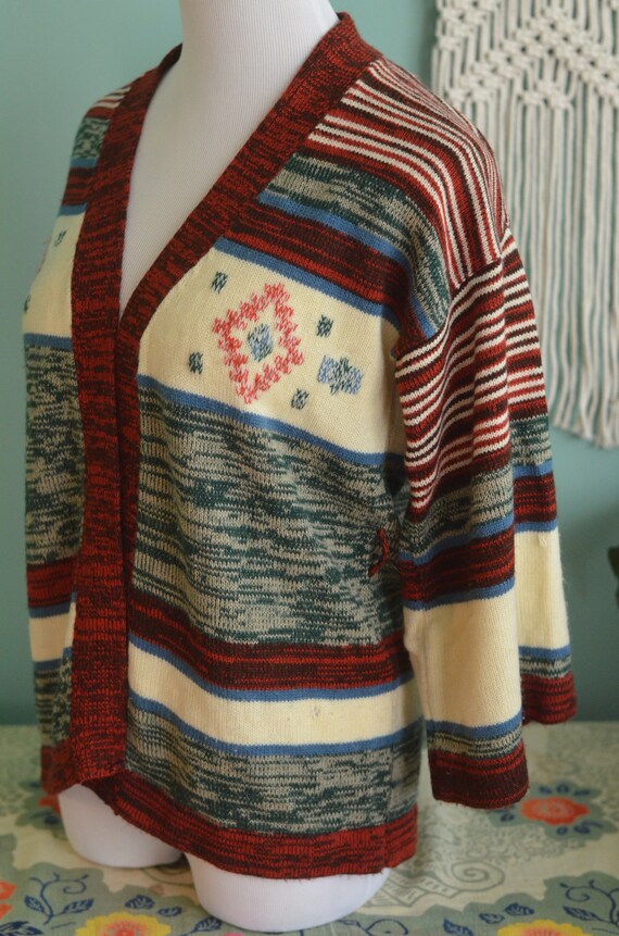 Vintage 70s Space Dye Cardigan Sweater Small Acry… - image 3