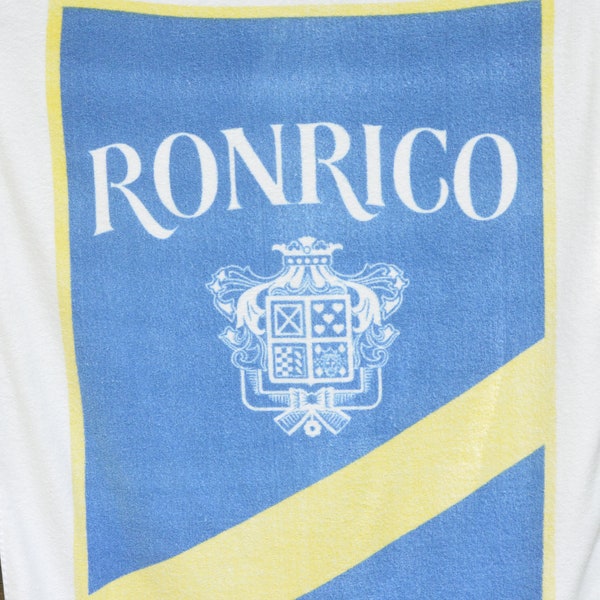 Vintage 80s Beach Towel Ronrico Puerto Rican Rum Alcohol Liquor Advertising Terrycloth Towel