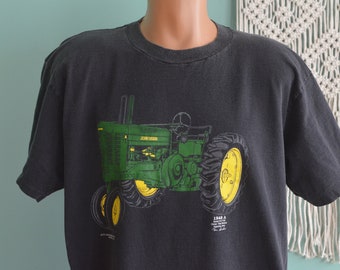 Vintage 90s T-Shirt John Deere Tractor Farm Equipment Agriculture Single Stitch XL Black Tee