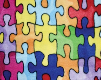 Puzzle Fleece Fabric Etsy