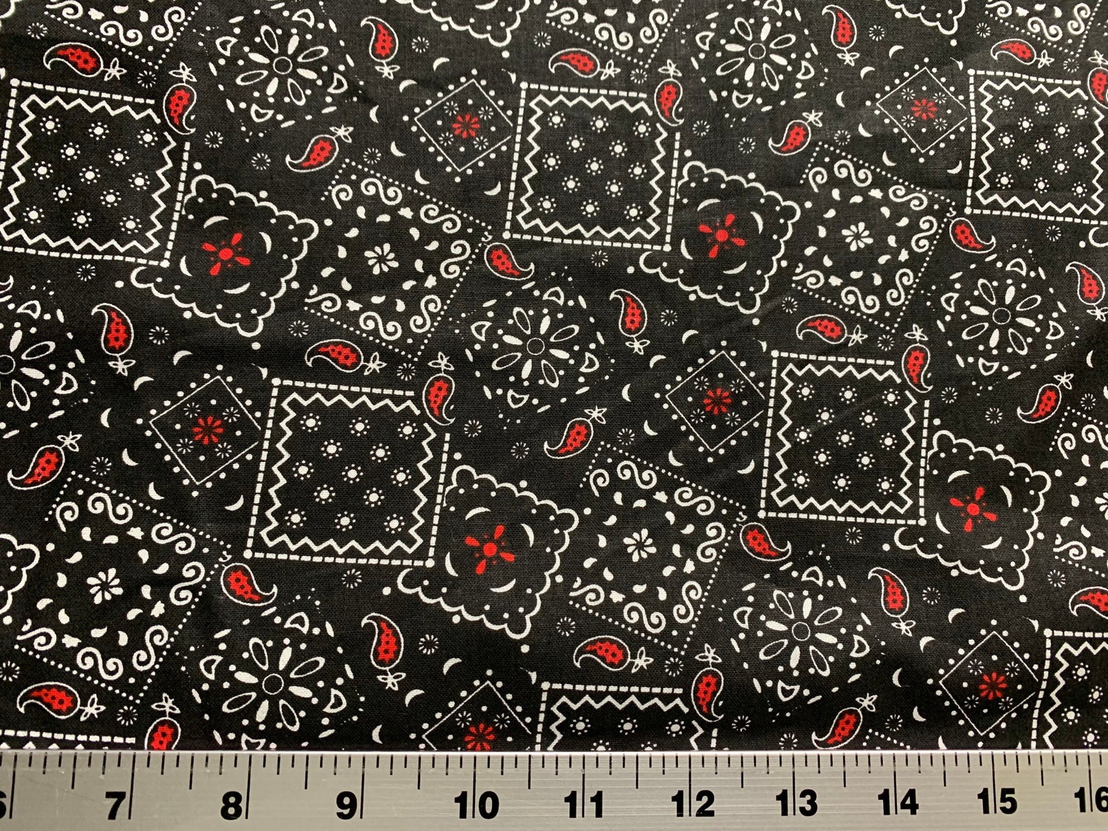 Black & Red Bandana Fabric.....1/2 Yard of a 44 Wide 100 Etsy