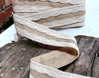 Burlap & Lace Trim……2” Wide 2 yards for Pillows, Crafts, Upholstery…*Inventory Reduction Sale*