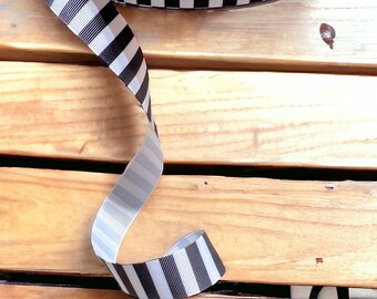 GROSGRAIN RIBBON Black/White Stripe……1” Wide 5 yards Not Wired.  Perfect for Hair Bows, Crafts, Binding, etc…*Inventory Reduction Sale*