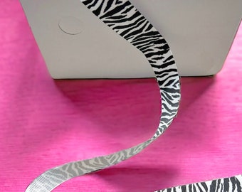 GROSGRAIN RIBBON Zebra……1” Wide 5 yards Not Wired.  Perfect for Hair Bows, Crafts, Binding, etc…*Inventory Reduction Sale*