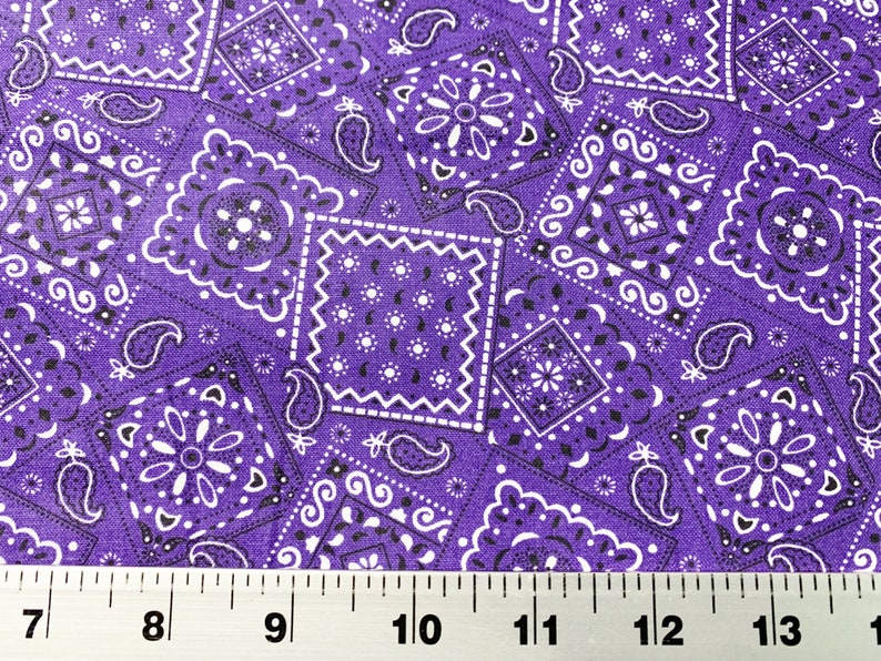 Purple Bandana Fabric.....1/2 yard of a 44 Wide 100 Cotton Etsy