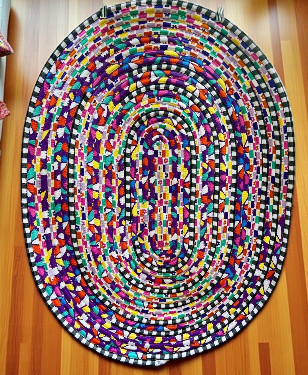 Sewed Rug Flannel Jelly Roll Rug #70……..reversible & Machine Washable Cotton ...