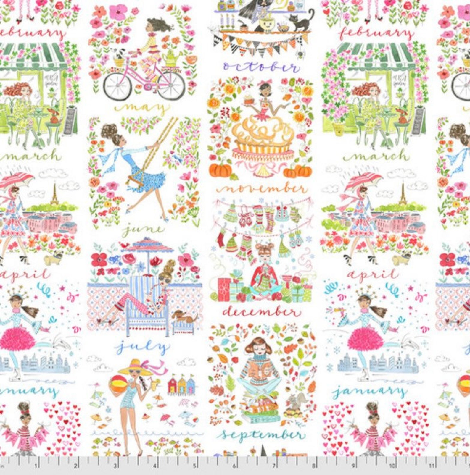 PRE ORDER Anne Keenan Higgins Calendar Girls....1/2 yard of a Etsy