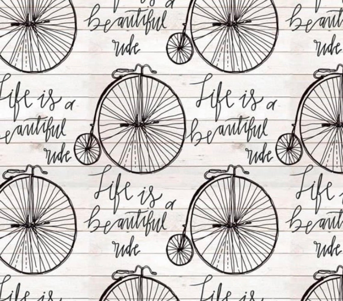 Life Is A Beautiful Ride Bicycle Fabric.....1/2 yard of a 44 Etsy