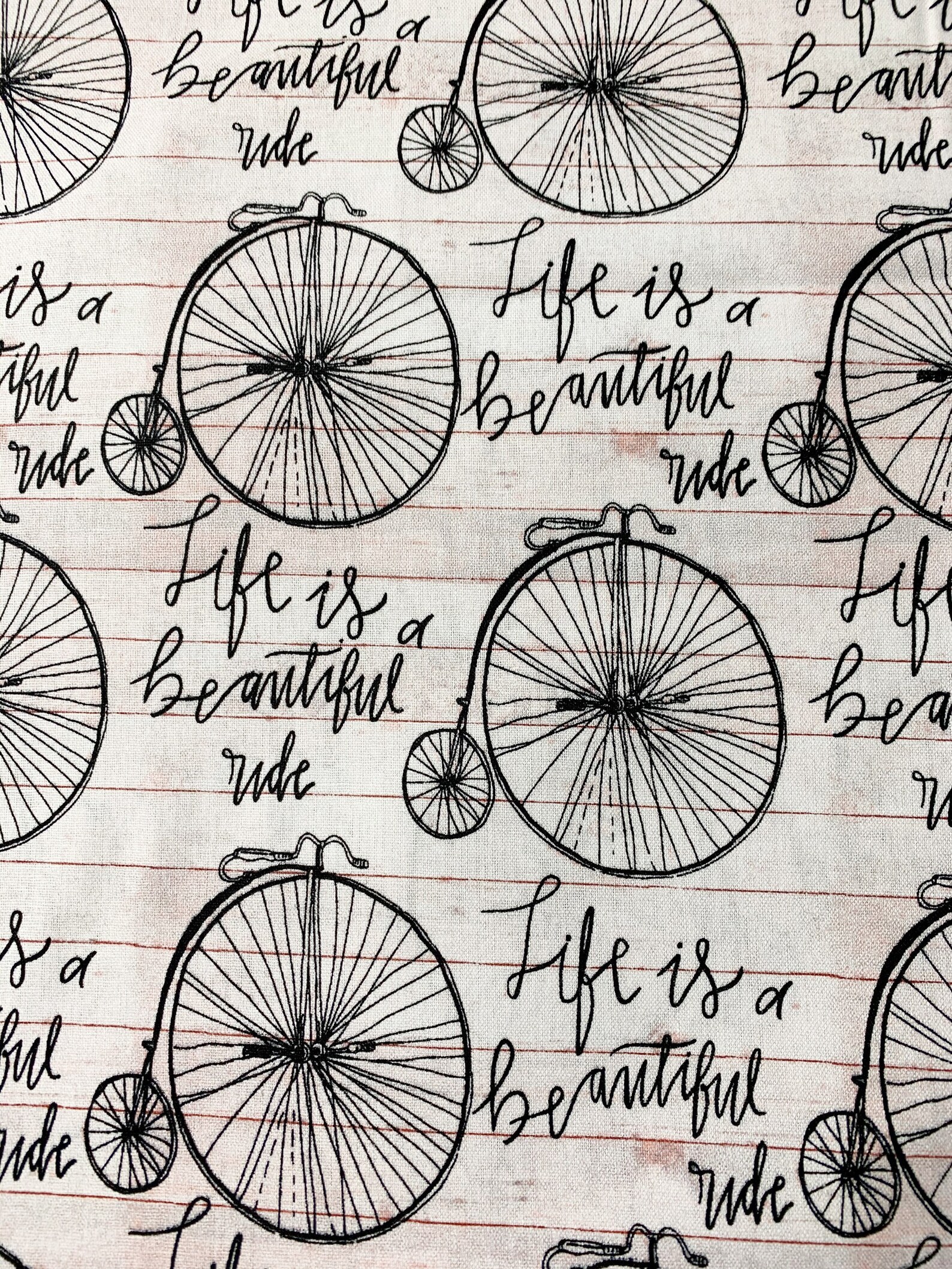Life Is A Beautiful Ride Bicycle Fabric.....1/2 yard of a 44 Etsy
