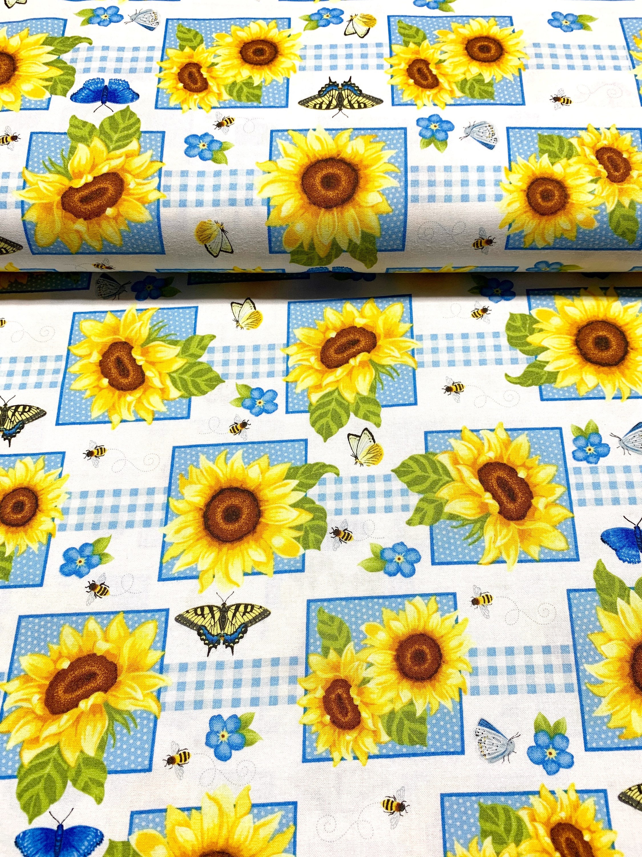 Sweet Sunflower Butterfly Fabric....1/2 yard of a 44 Wide Etsy
