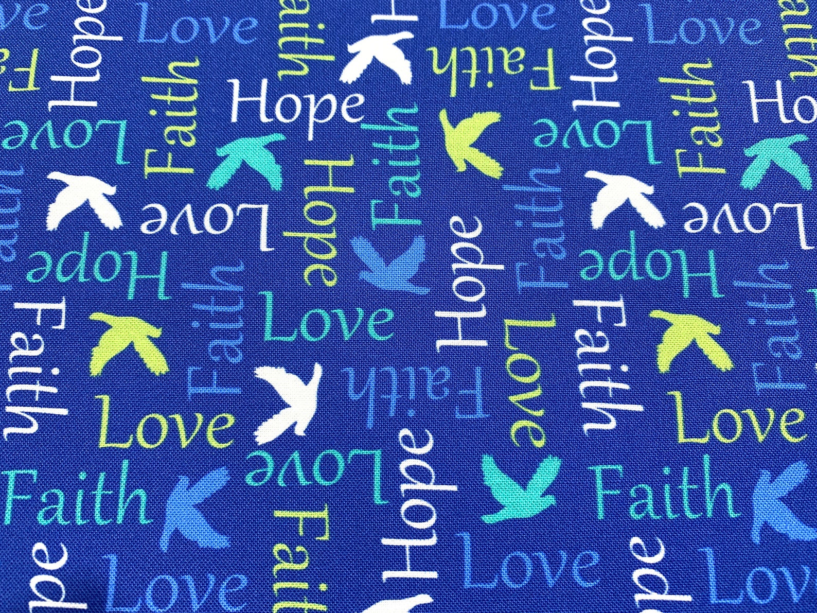Love Hope and Faith Religious Fabric.....1/2 yard of a 44 Etsy