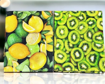 FRUIT Fabric Fat Quarters……2 FQs Approximately 18” x 22” 100% Cotton.  You will receive Both Fabrics Shown.  New