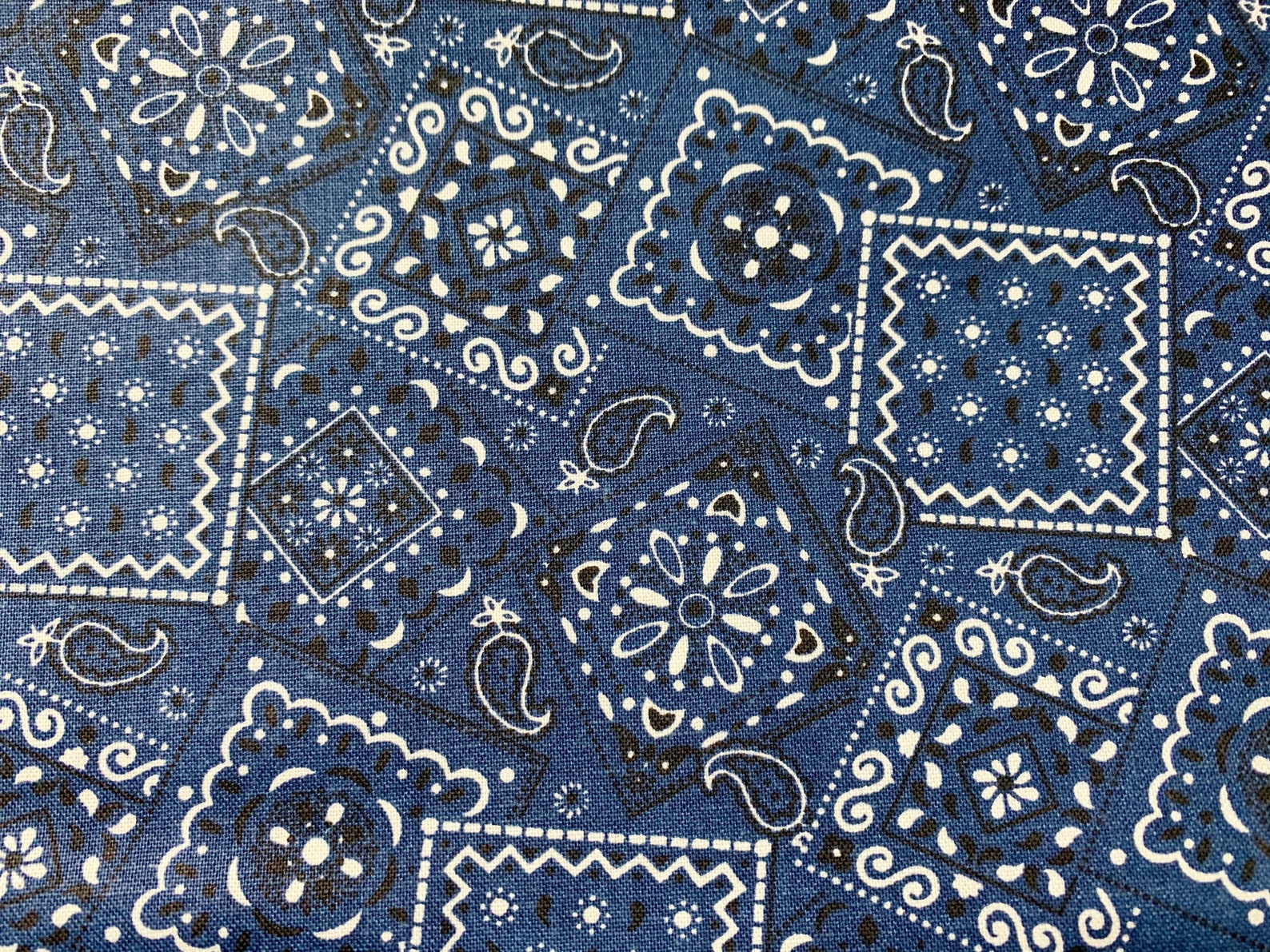 Navy Blue Bandana Fabric.....1/2 yard of a 44 Wide 100 Etsy