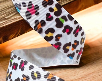 GROSGRAIN RIBBON Leopard……1.5” Wide 5 yards Not Wired.  Perfect for Hair Bows, Crafts, Binding, etc…*Inventory Reduction Sale*