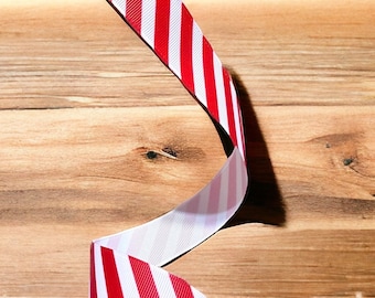 GROSGRAIN RIBBON Red/White Stripe……1” Wide 5 yards Not Wired.  Perfect for Hair Bows, Crafts, Binding, etc…*Inventory Reduction Sale*