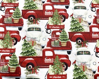 Christmas Truck Print Holiday Fabric,Fabric For Sewing,100/% Cotton Fabric By 12 Yard,19 x 57 inch