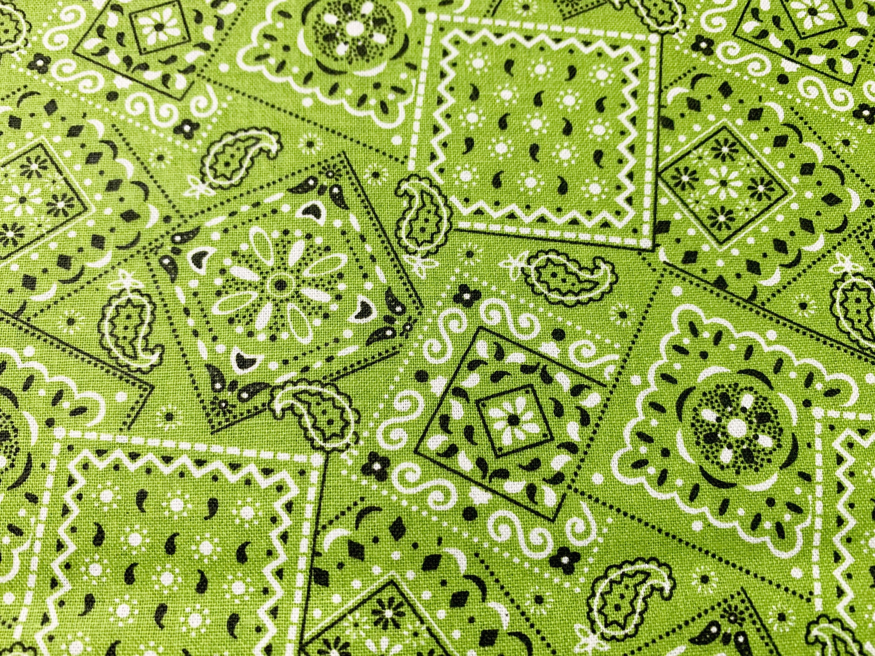 Lime Green Bandana Fabric.....1/2 Yard of a 44 Wide 100 Etsy