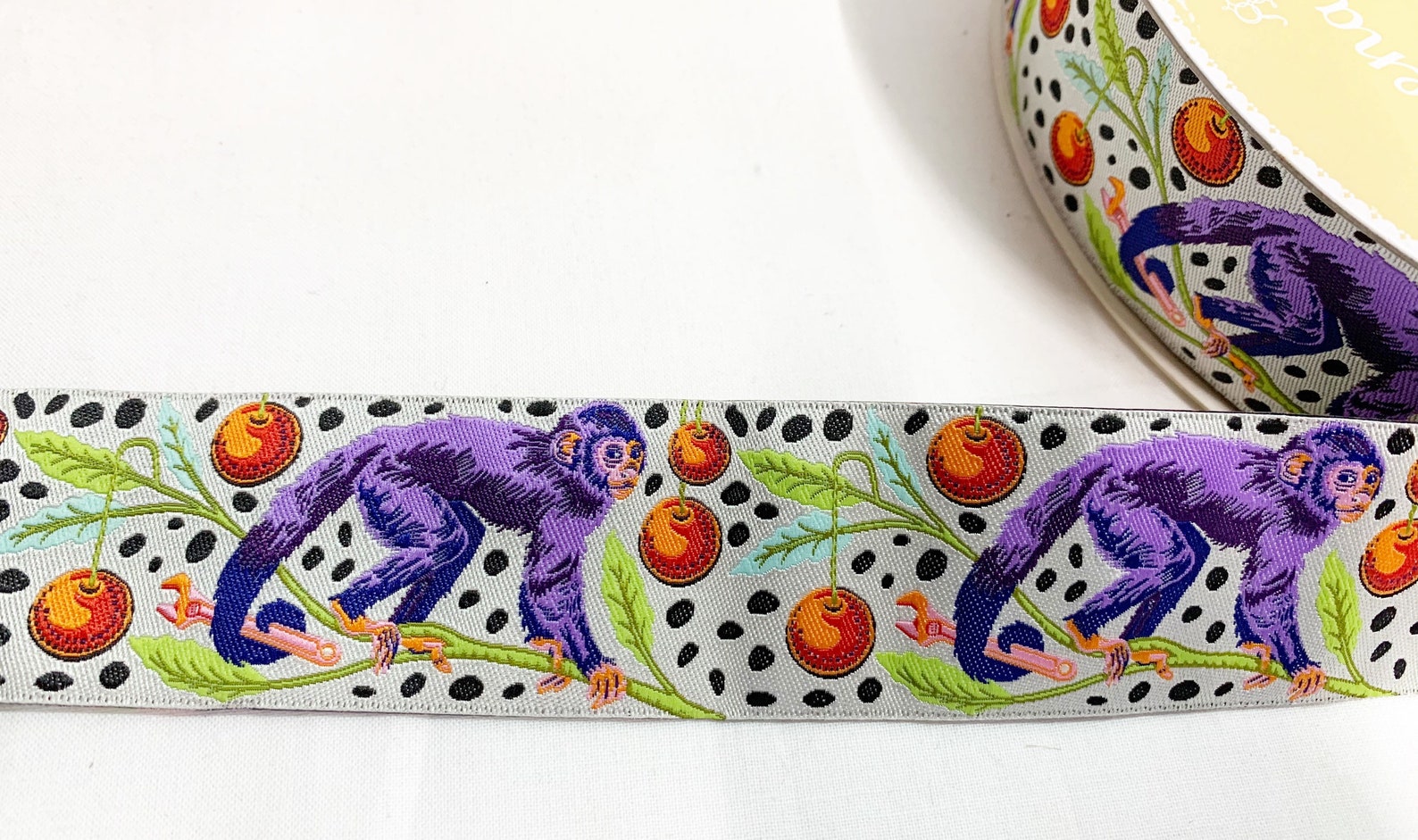 Tula Pink Monkey Wrench/Mango 1.5 Wide Gorgeous Woven Ribbon | Etsy